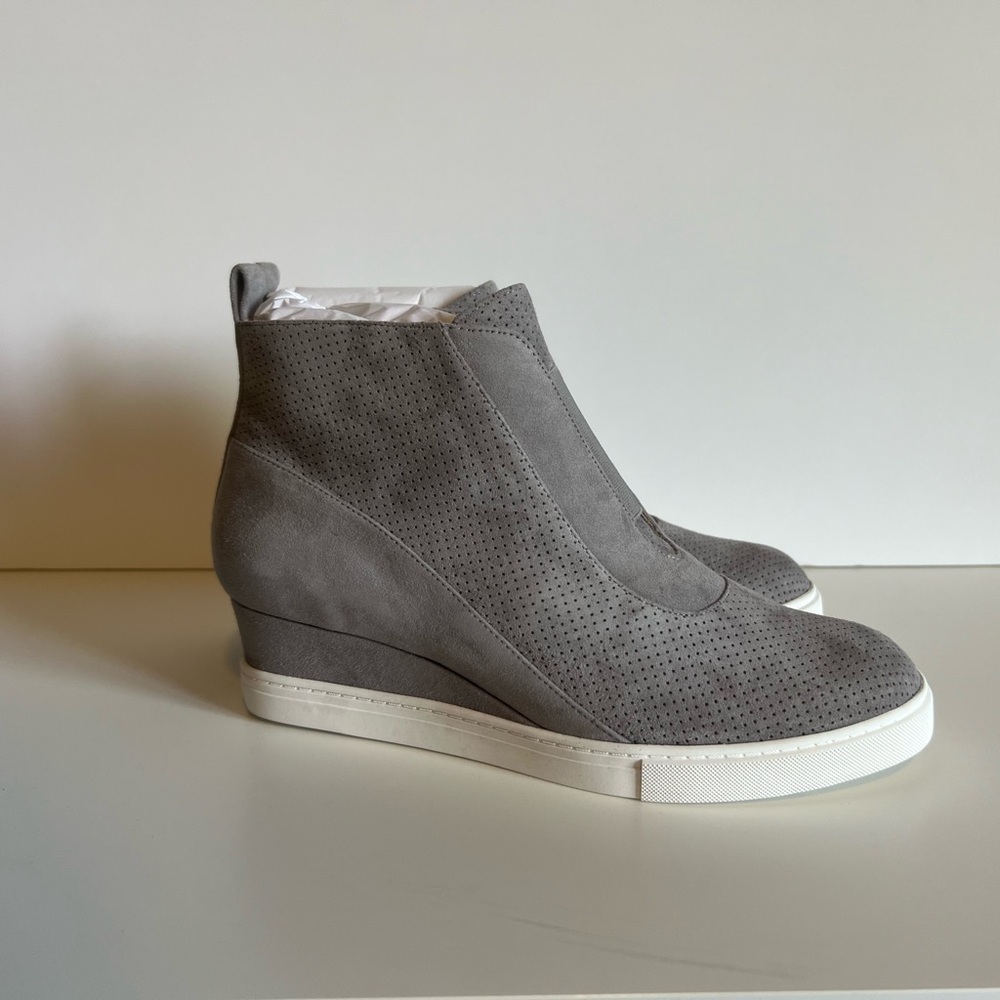 Grey Suede Wedge Sneakers